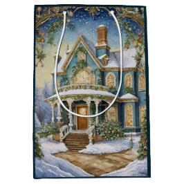 Sacola Para Presentes Média Adorável Natal Vitoriano