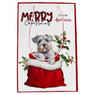 Sacola Para Presentes Média Adorável Schnauzer Terrier Dog Puppy Natal