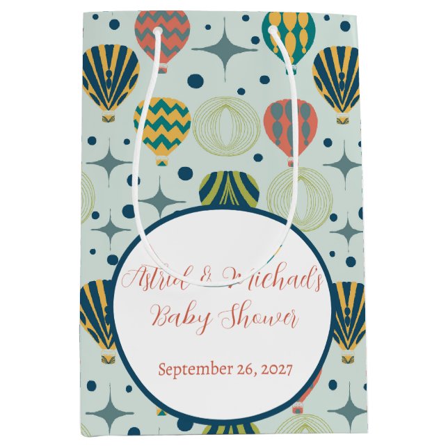 Sacola Para Presentes Média Adventure aguarda Chá de fraldas azul de balão de  (Frente)