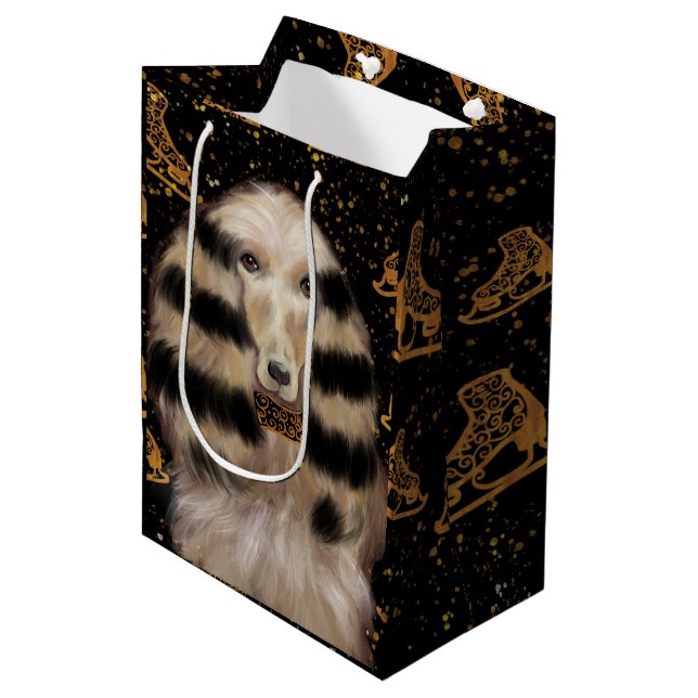 SACOLA PARA PRESENTES MÉDIA AFEGÃO DOURADO  (Frente inclinada)