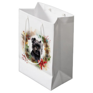 Sacola Para Presentes Média Affenpinscher Festa de Natal