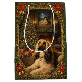 Sacola Para Presentes Média Afghan Hound Holiday Christmas 
