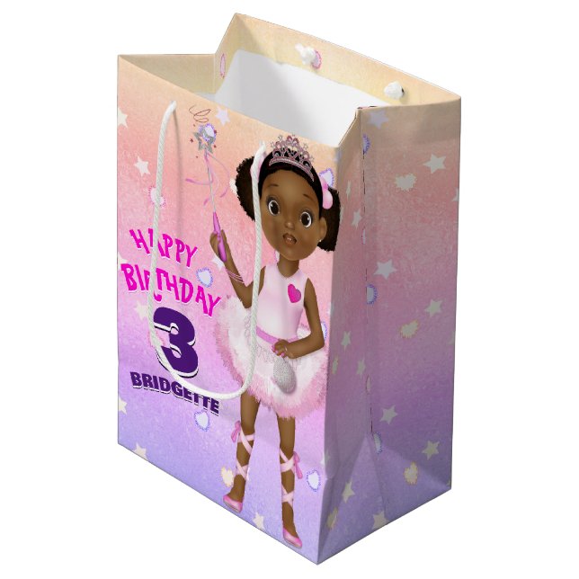 Sacola Para Presentes Média African American Fairy Princess Ballerina (Frente inclinada)