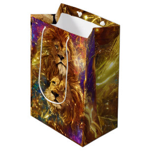 Sacola Para Presentes Média African Safari Fantasy Lions