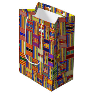 Sacola Para Presentes Média Afro-Cores De Vidro Múltiplo-Colisor Kente K45