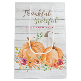 Sacola Para Presentes Média Agradeço muito | Abate de outono Aquarela