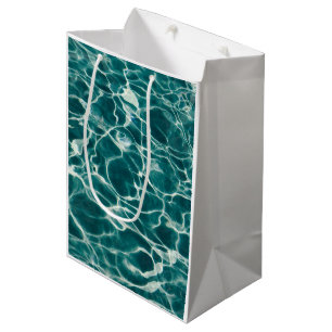 Sacola Para Presentes Média Água-Fogo Azul-Claro