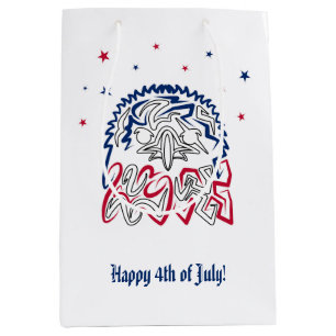 Sacola Para Presentes Média Águia Americana do Dia da Independência