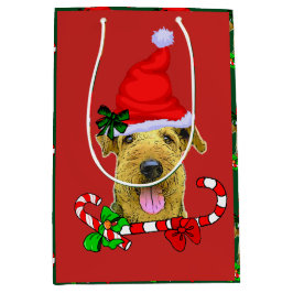 Sacola Para Presentes Média Airedale Terrier Christmas