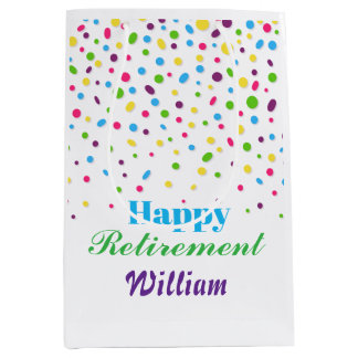Sacola Para Presentes Média Ajuste Feliz de Confetti Colorida Personalizada