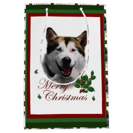 Sacola Para Presentes Média Alaskan Malamute Natal