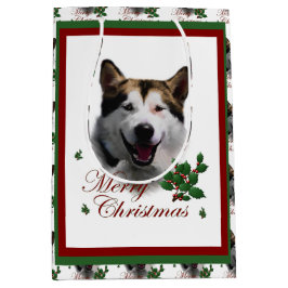 Sacola Para Presentes Média Alaskan Malamute Natal