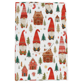 Sacola Para Presentes Média Aldeia dos Gnomos Nórdicos e Gengibre