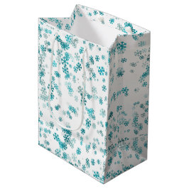 Sacola Para Presentes Média Alegria de Floco de Neve Festivo Moderno branco pr
