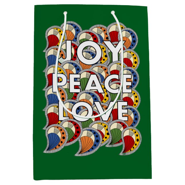 Sacola Para Presentes Média Alegria Paz Amor  (Frente)