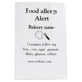 Sacola Para Presentes Média Alerta de alergia de comida adicionar nome texto i