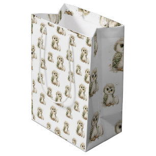 Sacola Para Presentes Média Alfabeto de Animais Bebês Adoráveis em Aquarela Co