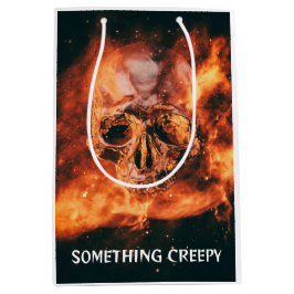 Sacola Para Presentes Média Algo Assustador. Crânio flamejante no espaço