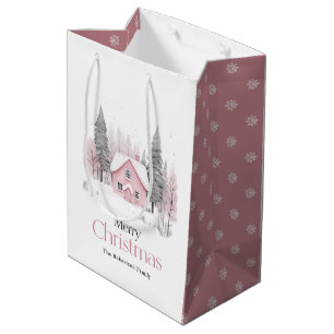 Sacola Para Presentes Média Algodão De Inverno Rosa