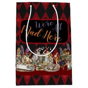 Sacola Para Presentes Média Alice Aventuras com o Gato Cheshire Louco de Wonde