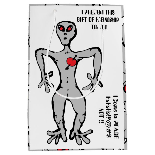 SACOLA PARA PRESENTES MÉDIA ALIENÍGENA SENDO (Frente)