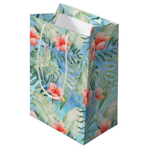 Sacola Para Presentes Média Aloha hibiscus tropical floral