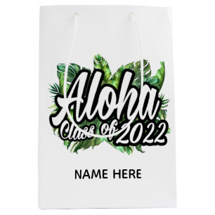 Sacola Para Presentes Média Aloha Tropical Luau Classe de 2022 Festas de forma