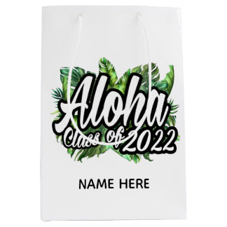 Sacola Para Presentes Média Aloha Tropical Luau Classe de 2022 Festas de forma