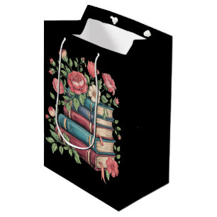 Sacola Para Presentes Média Amante de Livros Professor Volta às Aulas Flores S