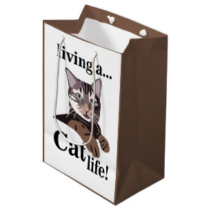 Sacola Para Presentes Média Amante de os animais de Gatinho Gato Engraçado