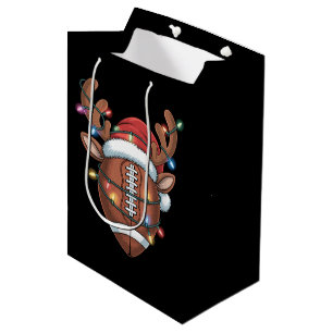 Sacola Para Presentes Média Amante do Futebol de Natal Chapéu do Papai Noel Es
