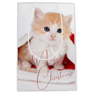 Sacola Para Presentes Média Amantes de Animais de Estimação Feliz Natal