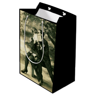 Sacola Para Presentes Média Amantes Segredos Sexy Vintage Pin-Up Casal Amor