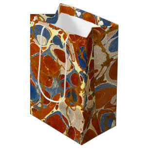 Sacola Para Presentes Média Amarelo de mármore do creme do vermelho azul do