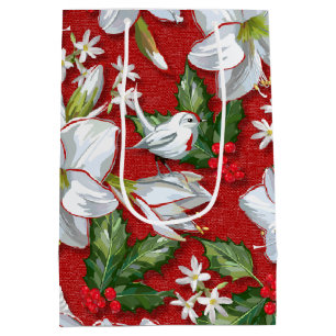 Sacola Para Presentes Média Amaryllis, Holly & Doves