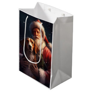 Sacola Para Presentes Média American English Foxhound Santa Claus Natal