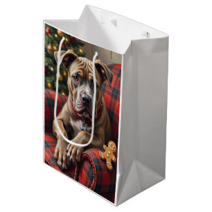 Sacola Para Presentes Média American Staffordshire Terrier Natal Aconchegante