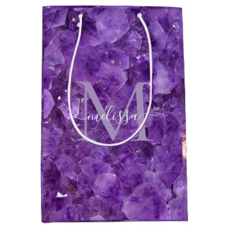 Sacola Para Presentes Média Amethyst Birthstone Monogram Personalized Name