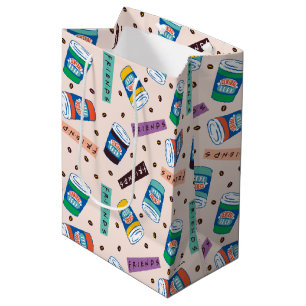 Sacola Para Presentes Média AMIGOS™ Padrão De Café Vibrante Para A Perk Cent