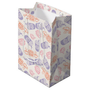 Sacola Para Presentes Média AMIGOS™ Padrão de Perk Central Pastel
