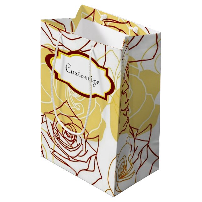 Sacola Para Presentes Média Amizade e Joy Yellow Roses Gift Bag (Frente inclinada)