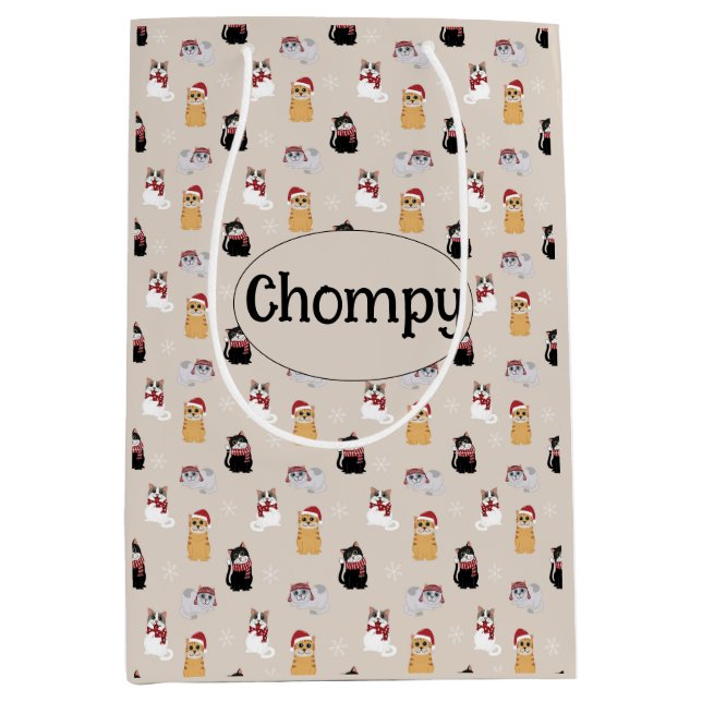 Sacola Para Presentes Média Amo meu gato personalizado (Frente)