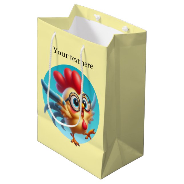 Sacola Para Presentes Média Amor de frango no interior (Frente inclinada)