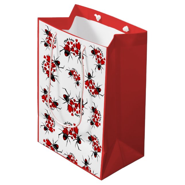 Sacola Para Presentes Média Amor Verdadeiro, Corações e Aranhas (Frente inclinada)