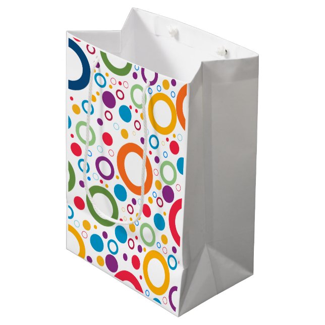 Sacola Para Presentes Média Anéis de cores vibrantes (Frente inclinada)