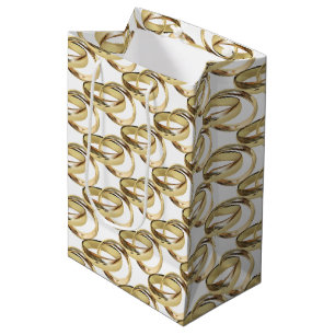 Sacola Para Presentes Média Anéis Dourados De Casamento Em Branco