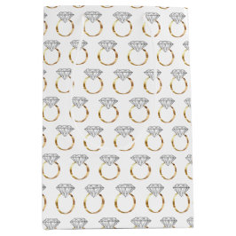 Sacola Para Presentes Média Anel de Noivado com Diamante Ouro Preto