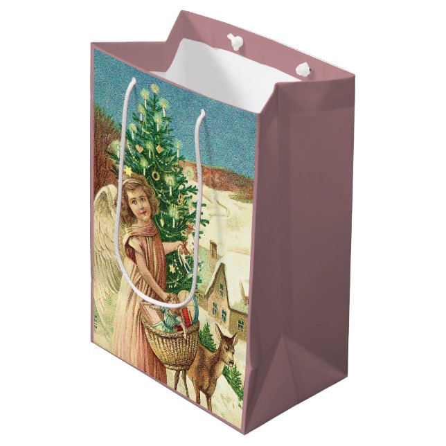 Sacola Para Presentes Média Angel bringing Christmas gifts and presents (Frente inclinada)