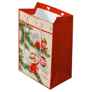 Sacola Para Presentes Média Ângulos decorando a árvore de Natal