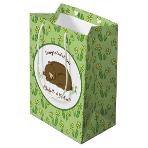 Sacola Para Presentes Média Animais De Floresta Chá de fraldas De Urso Castan
